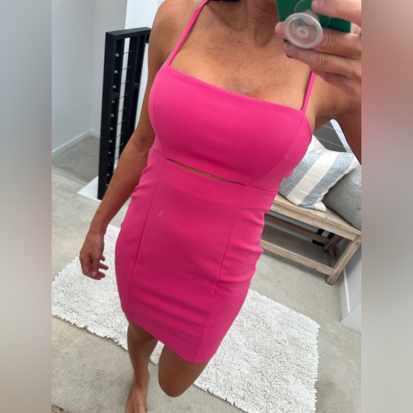 Leith pink spaghetti strap bodycon mini dress summer party luxury formal event S - Picture 5 of 15